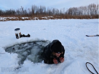 A man fell through thin ice.