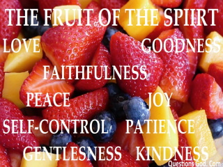 The Fruit of the Spirit is Love, Joy, Peace, Forbearance Kindness, Goodness, Faithfulness, Gentleness and Self-Control. 